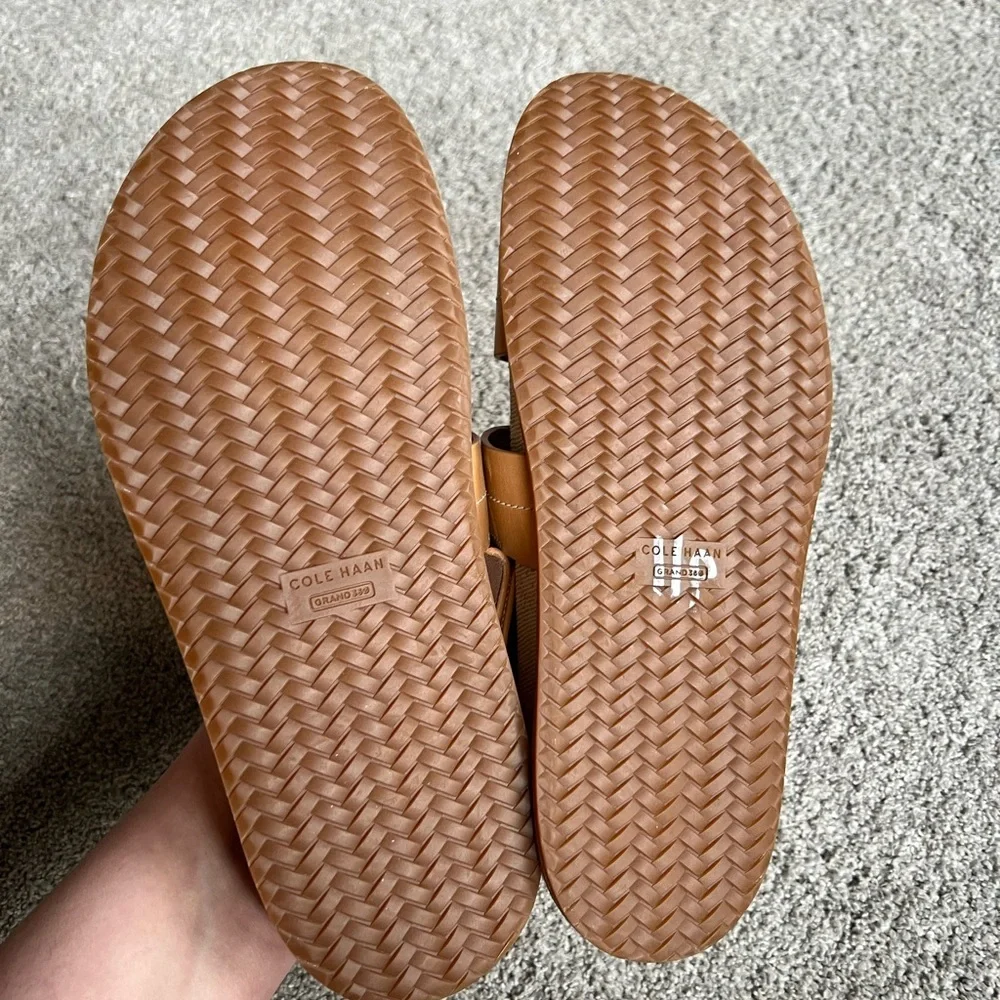 New Cole Haan Marlee Fisherman Size 7.5 B Tan Leather Footbed Slingback Sandal